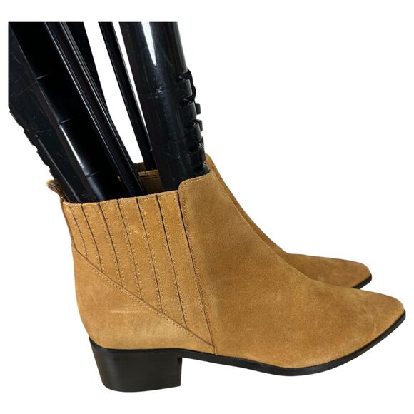 Marc Fisher Yolli Brown Suede Chunky Heel Booties Size 9 NEW without Tags - Picture 8 of 8